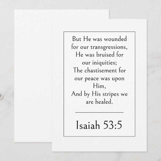 Invitation Isaiah 53:5 Verset de la Bible, Écriture moderne d (Devant / Derrière)