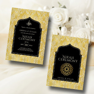 Invitation Islam Royal Golden Damask Muslim Nikah Mariage