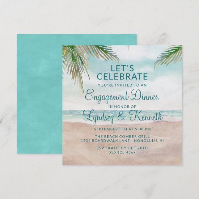 Invitation Island Breeze Fêtons la fête de l'engagement (Devant / Derrière)