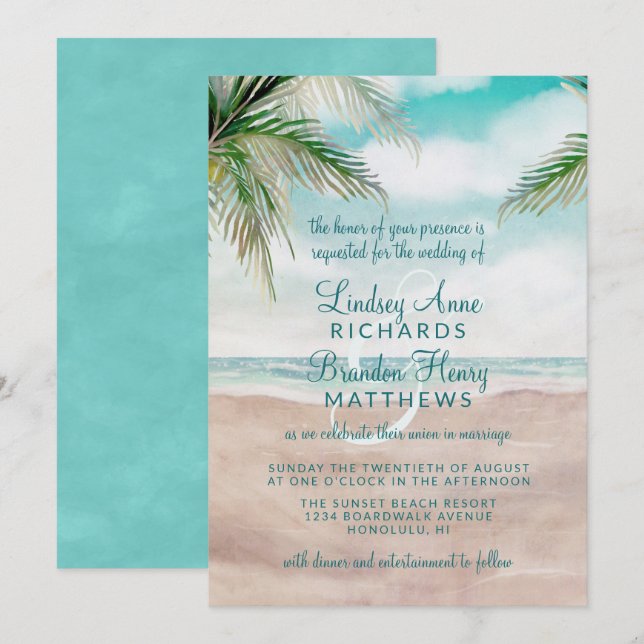 Invitation Island Breeze Peint Mariage de scène de plage (Devant / Derrière)