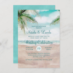 Invitation Island Breeze Plage Peint Scène Mariage de bord de