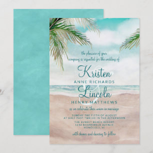Invitation Island Breeze Plage Peinte Scène Mariage tropical