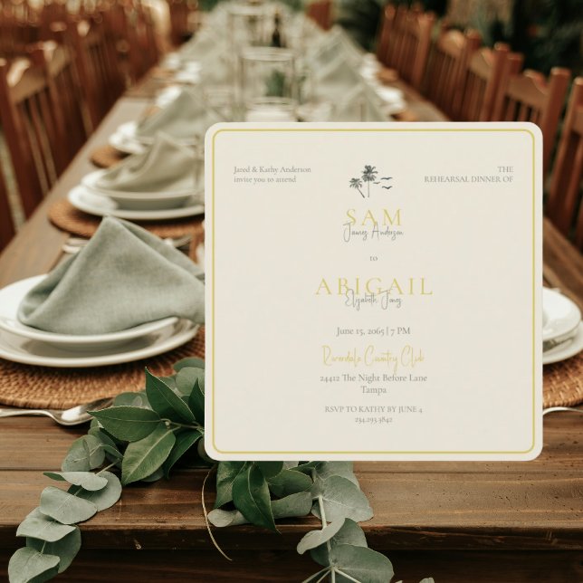 Invitation Island Citrus Rehearsal Dinner Square (Créateur téléchargé)