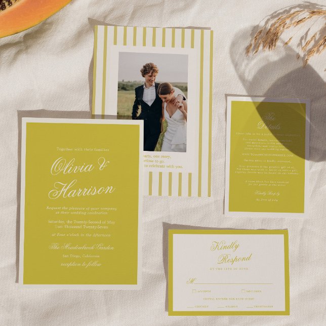 Invitation Island Citrus Yellow Elegant Script Wedding Script (Créateur téléchargé)