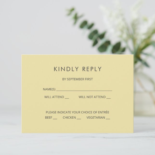 Invitation Island Citrus Yellow Wedding RSVP Card (Debout devant)