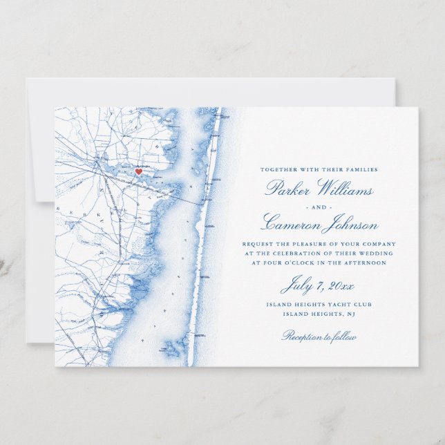 Invitation Island Heights New Jersey Map Elégant Mariage de l (Devant)