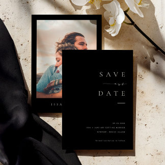 Invitation ISSA Black Elegant Save the Date Invite with Photo