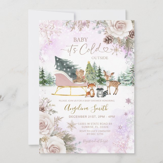 Invitation  It’s Cold Outside Woodland Winter Baby Shower  (Devant)