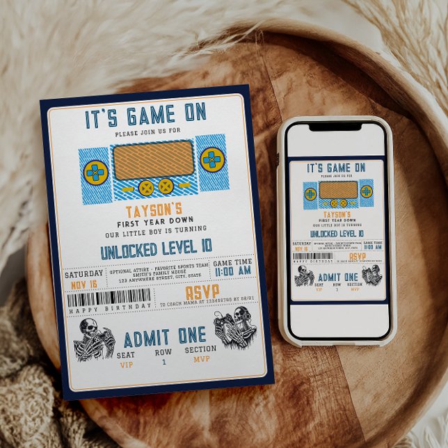 Invitation It’s Game On! Video Game Birthday Party  (Créateur téléchargé)