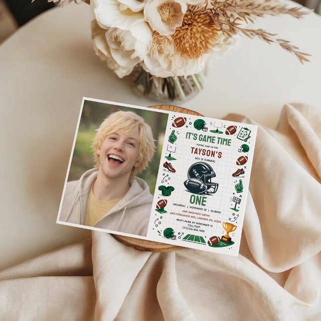 Invitation It’s Game Time Football 1st Birthday (It’s Game Time Football 1st Birthday photo Invitation
)