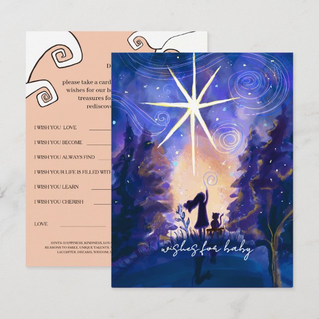 Invitation It Takes a Village Pink Wishes for Baby Game Card (Devant / Derrière)