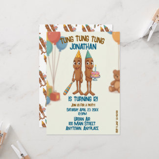 Invitation Italian Brainrot Tung Tung Tung Sahur Fête d'anniv