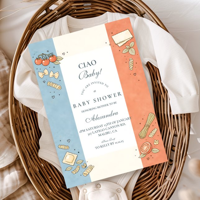 Invitation Italian Café Doodle Baby Shower (Créateur téléchargé)