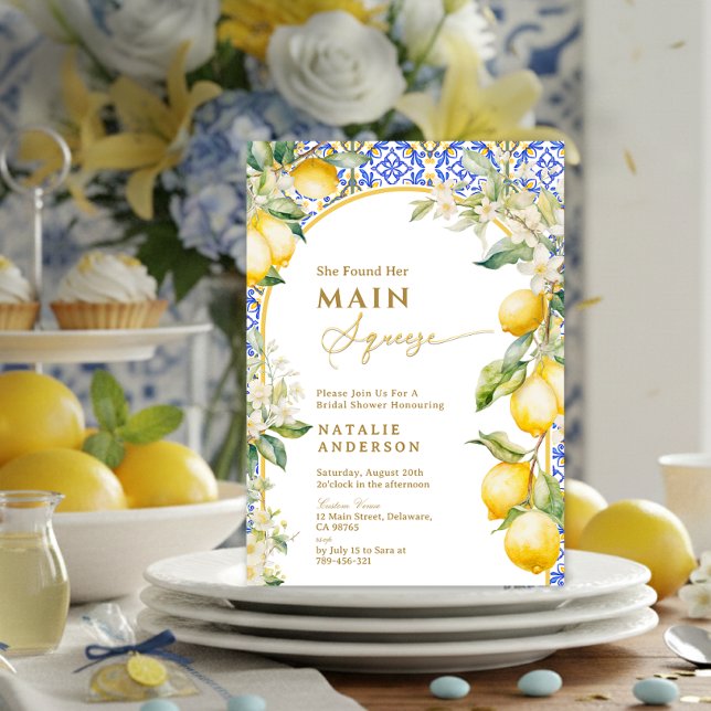 Invitation Italian Floral Lemon Main Squeeze Bridal Shower (Italian Floral Lemon Main Squeeze Bridal Shower Invitation)