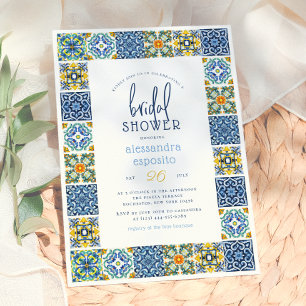 Invitation Italian Tiles Lemon Theme Summer Bridal Shower