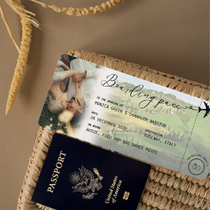 Invitation ITALIE Toscane Passe d'embarquement QR Mariage pho