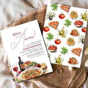 Invitation Italien C'est Amore ! Fête des mariées aquarelle