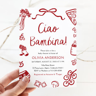 Invitation Italien Ciao Bambina Girl Baby shower lunaire