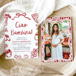 Invitation Italien Ciao Bambina Girl Baby shower lunaire