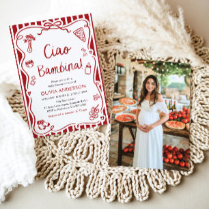 Invitation Italien Ciao Bambina Girl Baby shower lunaire