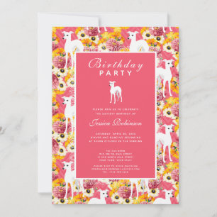Invitation Italien Greyhound Floral Amoureux des chiens Anniv