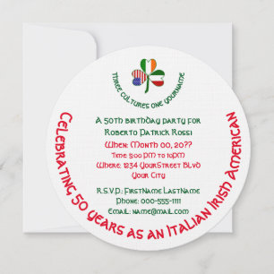 Invitation Italien Irlandais USA Shamrock Personnalisé Annive