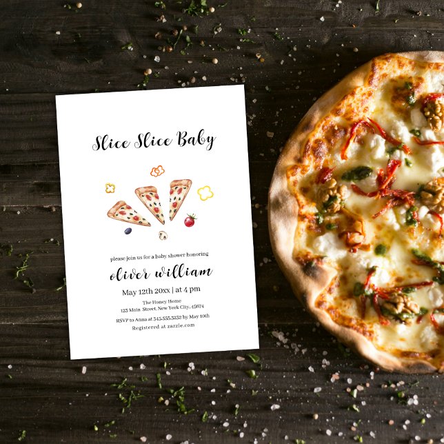 Invitation Italien moderne Slice Baby Pizza Baby shower (Italian Modern Slice Slice Baby Pizza Baby Shower Invitation)
