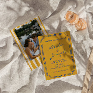 Invitation Italien Pinstripes Écrits À La Main Mariage Photo