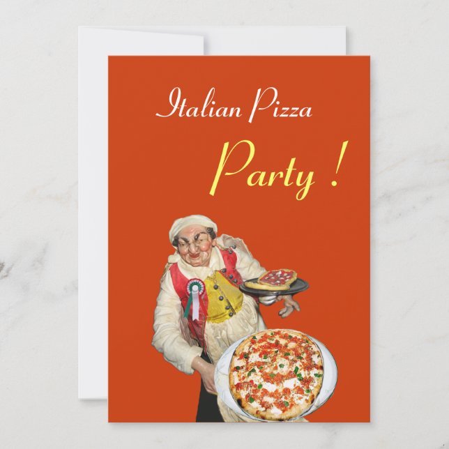 Invitation ITALIEN PIZZA PARTY, RESTAURANT orange noir (Devant)