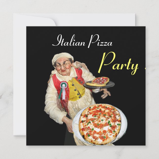 Invitation ITALIEN PIZZA PARTY, RESTAURANT rouge noir (Devant)
