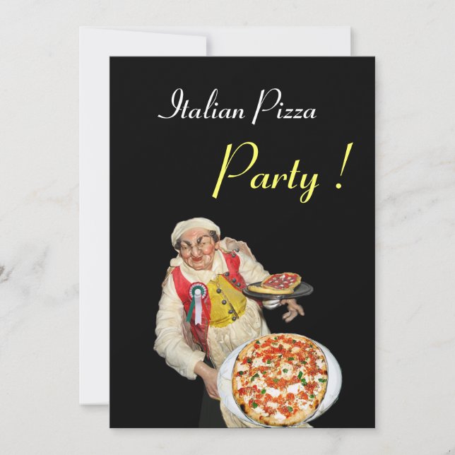 Invitation ITALIEN PIZZA PARTY, RESTAURANT rouge noir (Devant)