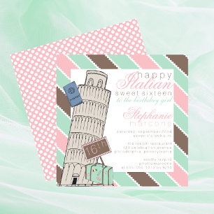 Invitation Italien Spumoni Leaning Tower Sweet 16 Anniversair