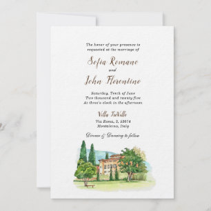 Invitation Italien Villa Watercolor Mariage Ultra papier