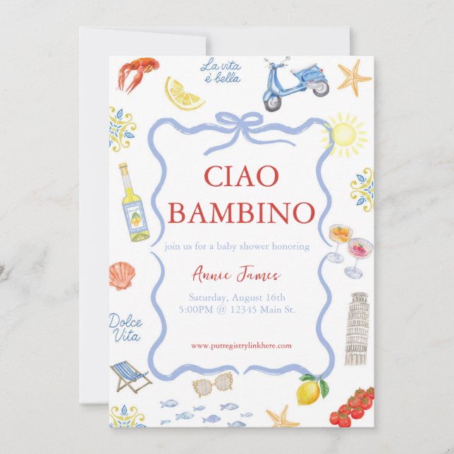 Invitation italienne Ciao Bambino (Devant)