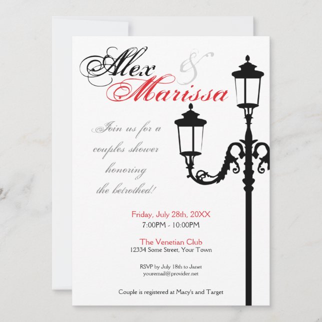 Invitation italienne contemporaine de courrier de (Devant)