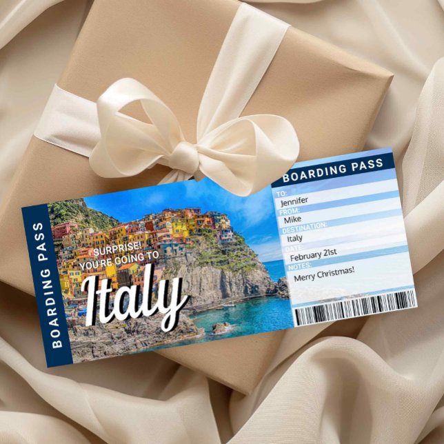 Invitation Italy Trip Surprise Boarding Pass Card (Créateur téléchargé)