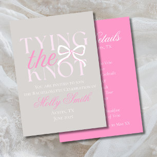 Invitation Itinéraire Bachelorette Noeud Papillon Rose
