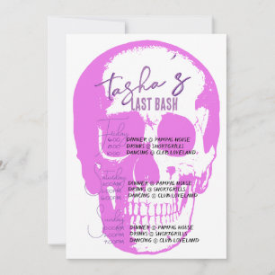 Invitation Itinéraire de Bachelorette de Bright Goth Skull