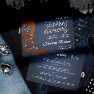 Invitation Itinéraire de bachelorette de démarrage de Denim D