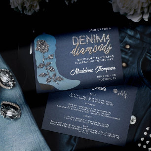 Invitation Itinéraire de bachelorette de démarrage de Denim D