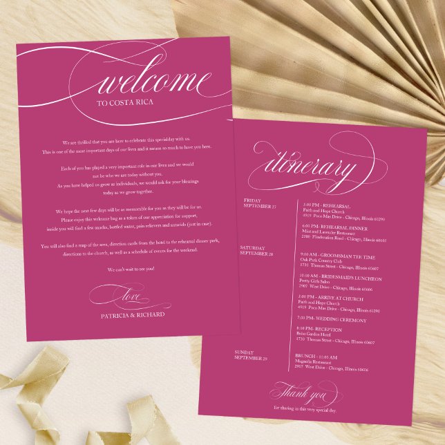 Invitation Itinéraire de bienvenue pour un week-end de mariag (Créateur téléchargé)