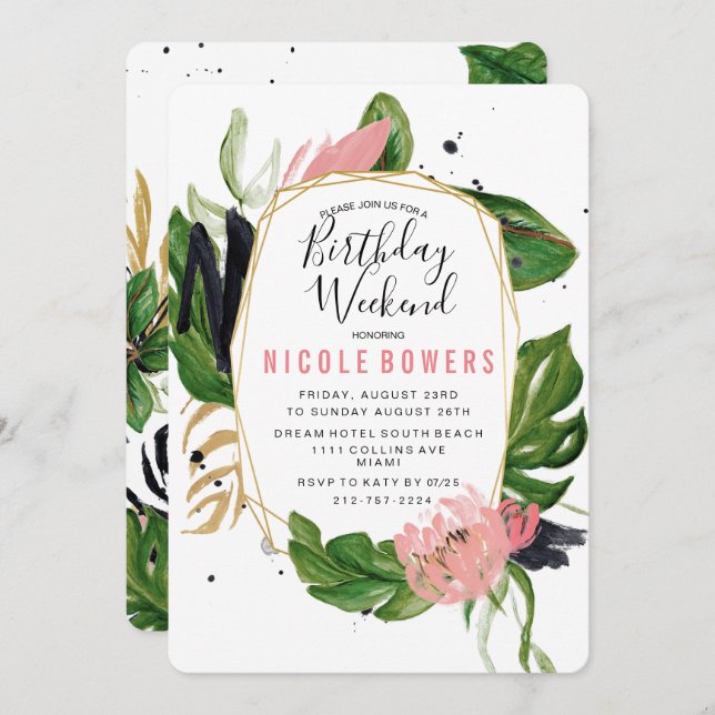 Invitation Itinéraire De Fin De Semaine Anniversai (Devant / Derrière)