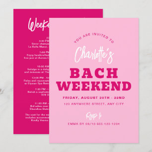 Invitation Itinéraire de fin de semaine minimaliste pour bach