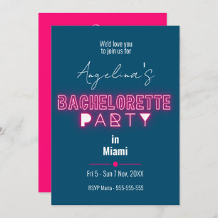 Invitation Itinéraire de la fête de la Bachelorette rose mode