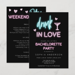 Invitation Itinéraire de l'invitation du parti Neon Bachelore