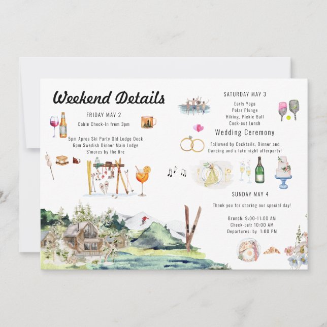 Invitation Itinéraire de Mariage avec Carte Illust (Devant)