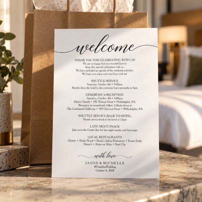 Invitation Itinéraire de mariage de script classique - Bienve (Créateur téléchargé)