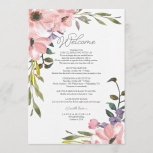 Invitation Itinéraire de mariage - rose de thé bienvenu de