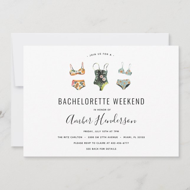 Invitation Itinéraire de plage Bikini Bachelorette (Devant)
