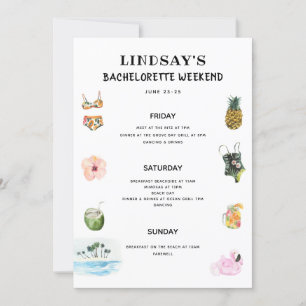 Invitation Itinéraire de plage Bikini Bachelorette